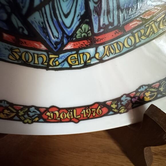 Limoges D'Arceau Noel Vitrail Dans La Creche Plate 1976 Christmas Box Cert Auth - Picture 12 of 16